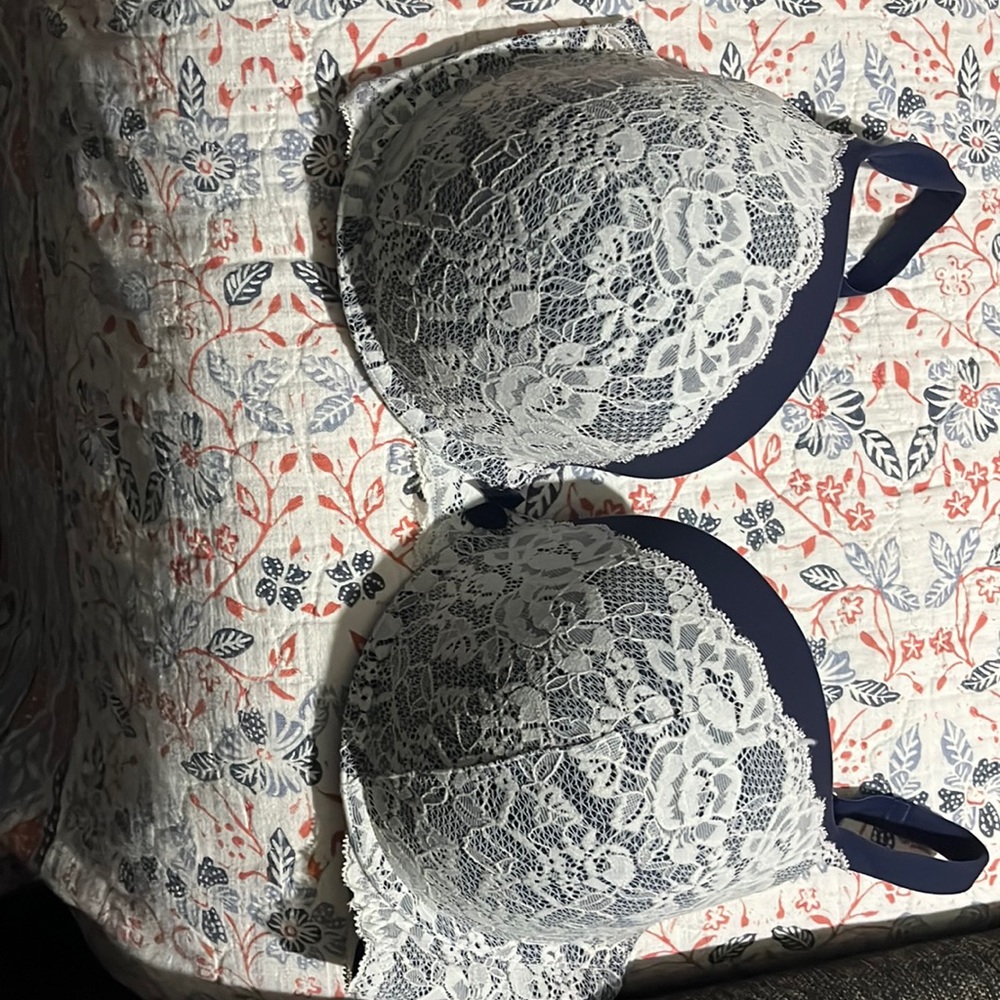 Woman’s bra blue and white lace not new no tags size 42DDD from TORRID